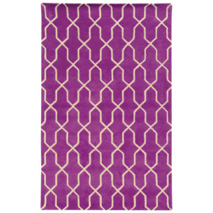 PANTONE UNIVERSE Optic Geometric Handmade Tufted Wool Purple/ Ivory Area Rug