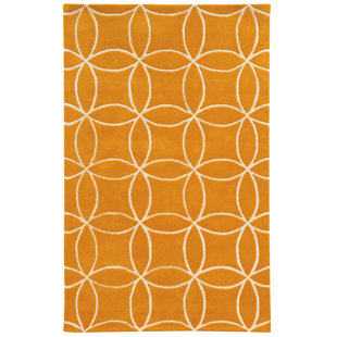 PANTONE UNIVERSE Optic Geometric Handmade Tufted Wool Yellow Area Rug