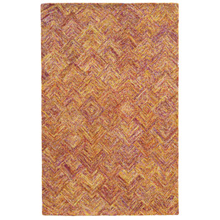 PANTONE UNIVERSE Colorscape Geometric Handmade Tufted Wool Orange/Pink Area Rug