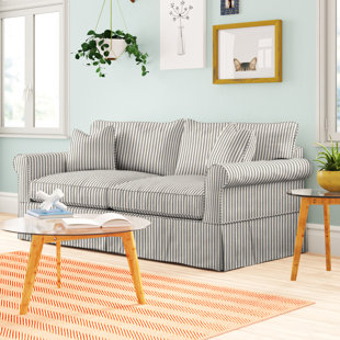 WAYFAIR CUSTOM UPHOLSTERY™ Amari 84" Rolled Arm Slipcovered Sleeper Sofa with Reversible Cushions
