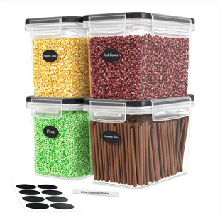 DWËLLZA KITCHEN Airtight Food Storage Containers Include 8 Labels and Marker (Set of 4)