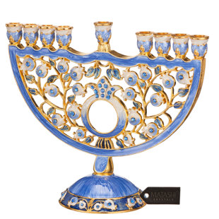 MATASHI CRYSTAL Pewter Menorah