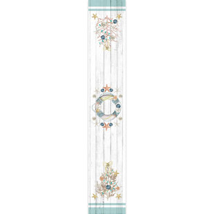 LAURAL HOME Coastal Christmas Geometric Table Runner