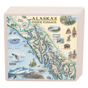 XPLORER MAPS No Pattern Square Coaster (Set of 4)