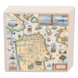 XPLORER MAPS No Pattern Square Coaster (Set of 4)