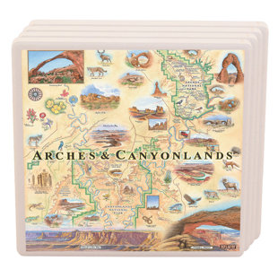 XPLORER MAPS No Pattern Square Coaster (Set of 4)