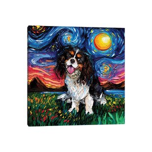 EAST URBAN HOME Tri Color Cavalier King Charles Spaniel Night by Aja Trier - Painting Print