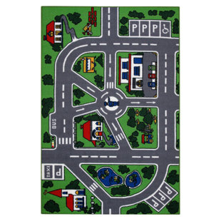 ZOOMIE KIDS Corina Performance Green/Gray/Red Rug