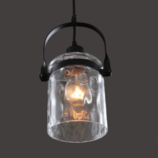 LONGSHORE TIDES Schuck 1 - Light Single Jar Glass Pendant Lighting Fixture Dining Room Foyer