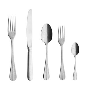 DEGRENNE PARIS Mikado Vintage 5 Piece 18/10 Stainless Steel Flatware Set, Service for 1