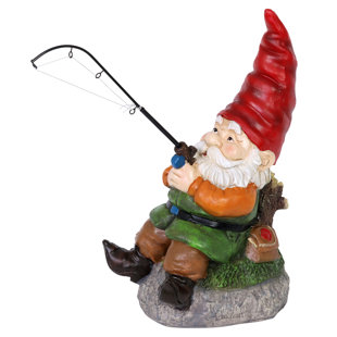 Exhart Good Time Fishing Frank Garden Gnome Statue, 13 Inch