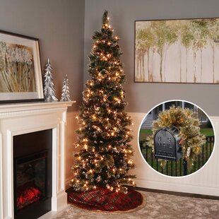 NATIONAL TREE CO. Glittery Bristle 84'' Lighted Pine Christmas Tree