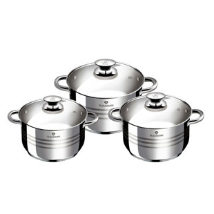 Blaumann 6.1L Non-Stick Stainless Steel Pot Set (Set of 2)