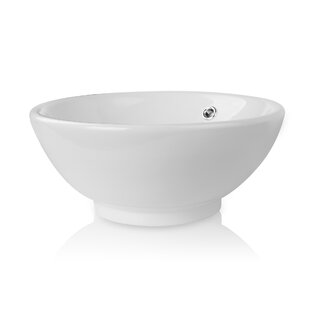 ALWEN 16'' x 16'' Bathroom Sink, white Porcelain Ceramic, White Bathroom Vessel Vanity Sink Art Basin