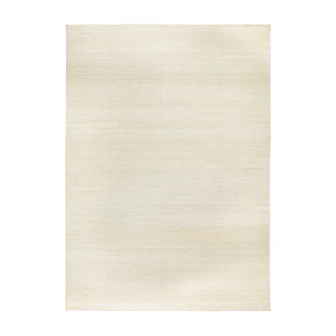 MY MAGIC CARPET Solid Cream Flatweave Cream Area Rug