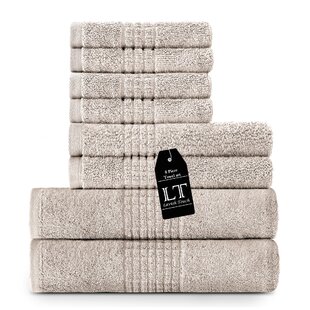 Lavish Touch 8 Piece 100% Cotton Washcloth Towel Set