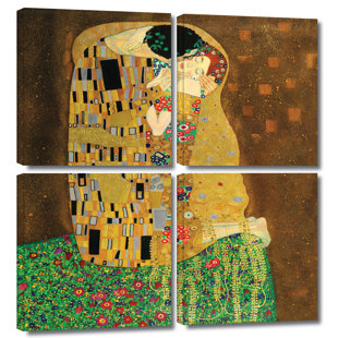 VAULT W ARTWORK The Kiss On Canvas 4 Pieces by Gustav Klimt Print