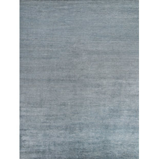 EXQUISITE RUGS Crush Hand-Knotted Aqua/Dark Aqua Area Rug
