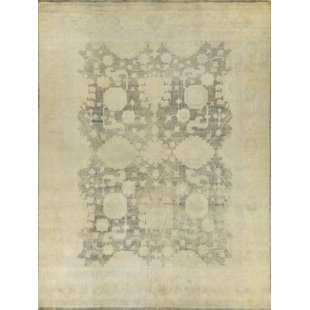 EXQUISITE RUGS Oushak Oriental Hand-Knotted Wool Beige/Gray Area Rug