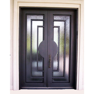 CUSTOM IRON DOOR PROS Hestia Modern Iron Prehung Front Entry Doors