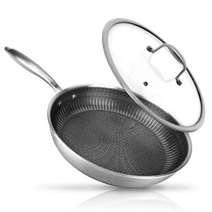 NutriChef Stainless Steel Non-Stick Frying Pan with Glass Lid