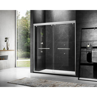 MOSWEET 50'' - 54'' W x 74'' H Bypass Framed Shower Door with Clear Glass