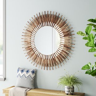 MISTANA™ Kyson Round Reclaimed Wood Sunburst Framed Mirror