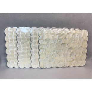 DESTI DESIGN Capiz Shells No Pattern Square Placemat (Set of 4)