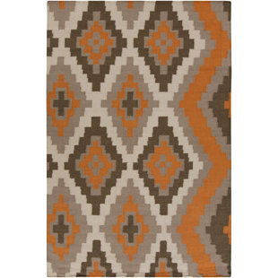 BETH LACEFIELD FOR SURYA Alameda Geometric Handwoven Wool Orange/Taupe Area Rug