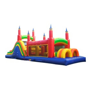 JUMPORANGE Rainbow 40' x 12' Inflatable Obstacle Course with Slide and Air Blower