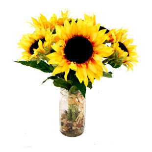 CREATIVE DISPLAYS, INC. Polysilk Sunflower Arrangement in Jar