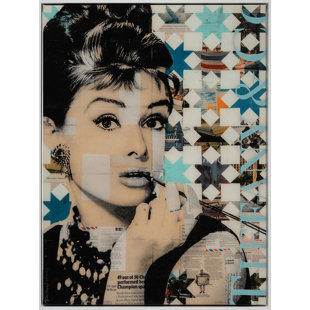 RFA DECOR Audrey - Snappy Audrey' by Robert Mars - Floater Frame Mixed Media Artwork on Canvas