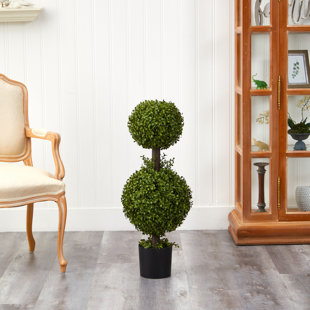 PRIMRUE 35'' Faux Boxwood Tree in Planter