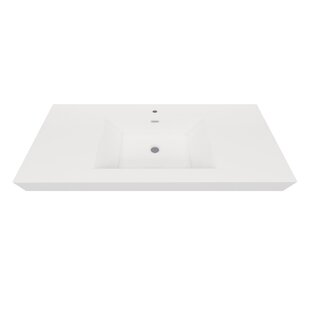 MEBO 48'' White Reinforced Acrylic Rectangular Bathroom Sink with Overflow