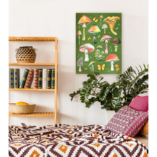 WHEATPASTE ART COLLECTIVE Mushroom Chart On Canvas by Katie Daisy Print