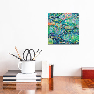 HOUSE OF HAMPTON School of Fish by Estelle Grengs - Wrapped Canvas Painting Print