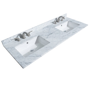 WYNDHAM COLLECTION 60'' Marble Double Bathroom Vanity Top with Sink