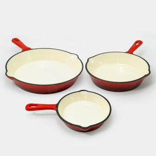 Cook Pro Enameled Cast Iron Non-Stick 3 Piece Frying Pan / Skillet Set