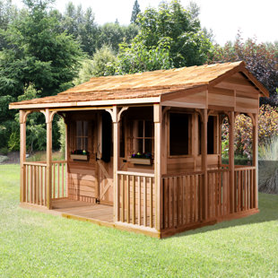 CEDARSHED Farmhouse 16 ft. W x 14 ft. D Solid and Manufactured Wood Storage Shed