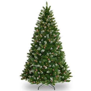 NATIONAL TREE CO. Crystal Pine 7.5' Green Artificial Christmas Tree with 450 Clear/White Lights