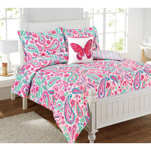 ALEX + BELLA Watercolor Flutter Pink Microfiber Comforter Set