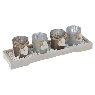 URBN-LIVING Tealight Holder Set White And Brown