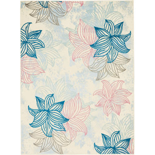 NOURISON Teppich Boggess in Elfenbein/Rosa/Blau