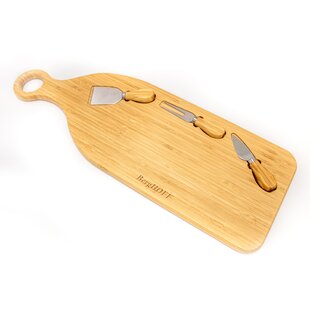 BergHoff 4pc Paddle Cheese Board Set with 3pc Cheese Knife Set, 22 x 7.9 x 1"