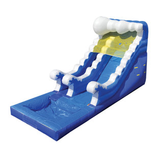 JINGO JUMP 14' H x 27' L Inflatable Ocean Water Slide with Air Blower