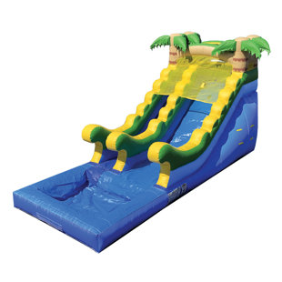 JINGO JUMP 14' H x 27' L Inflatable Tropical Water Slide with Air Blower