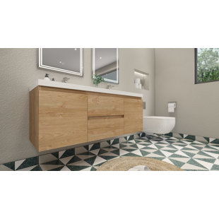 WADE LOGAN® Aylanna 59" Wall-Mounted Double Bathroom Vanity Set