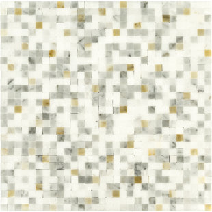 BELLUNO DESIGNS Coral 0.38" x 0.38" Marble Grid Mosaic Wall and Floor Tile