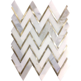 BELLUNO DESIGNS Luna 1" x 3" Marble Herringbone/Chevron Mosaic Wall Tile