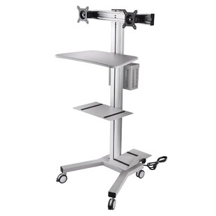 YESCOM Rolling PC Cart Office Desktop Adjustable Laptop Cart